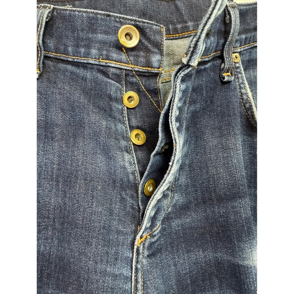 Rag & Bone Button Fly Mens 33x34 Slim Straight Leg Denim Blue Jeans (CC10)